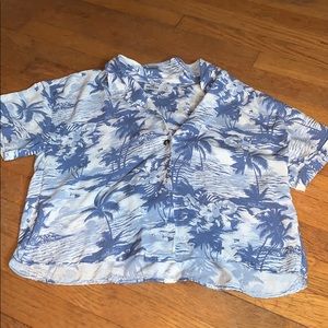 Hawaiian button down crop top tee shirt